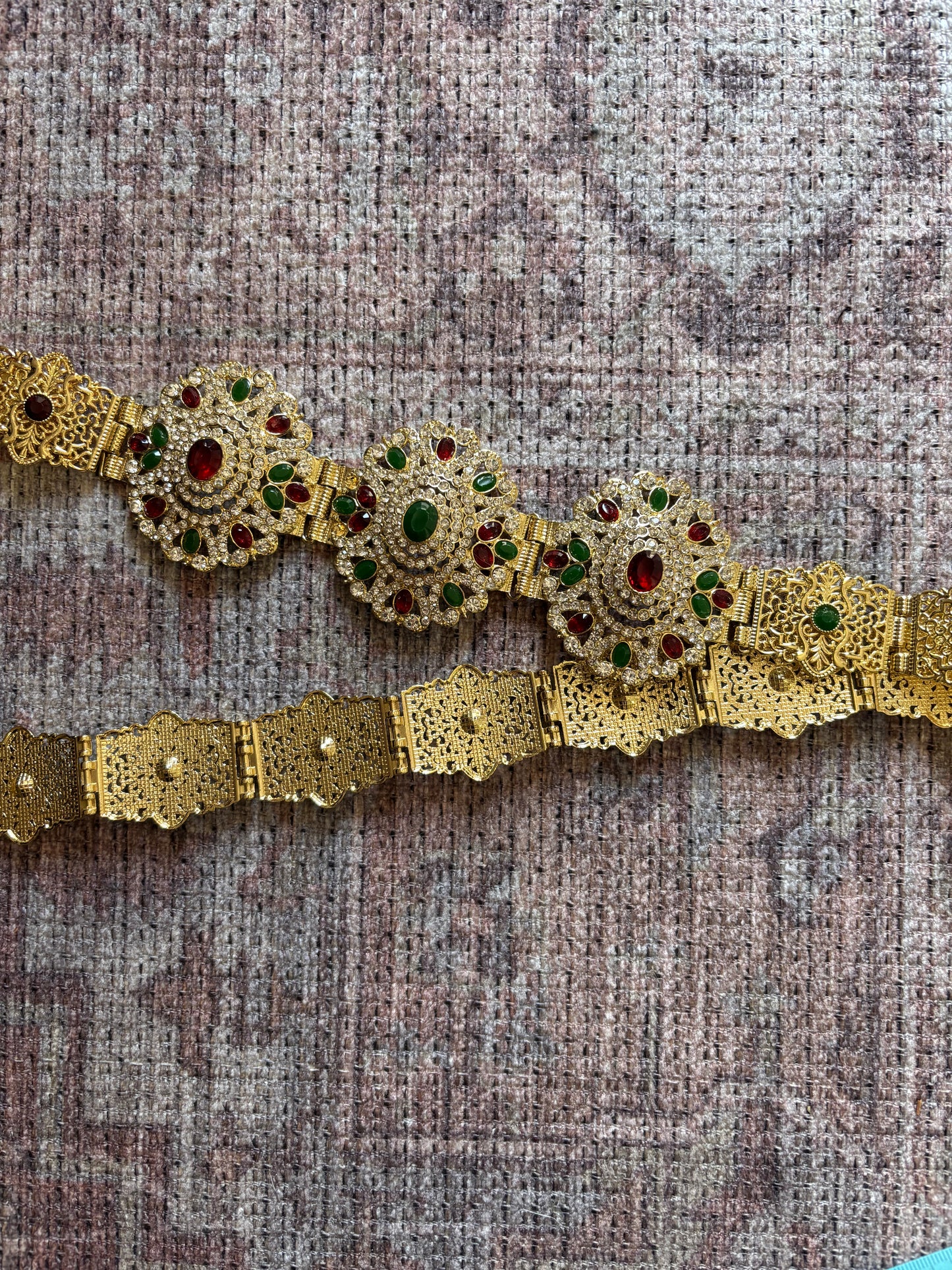 Ceinture effet fleur - rouge et vert