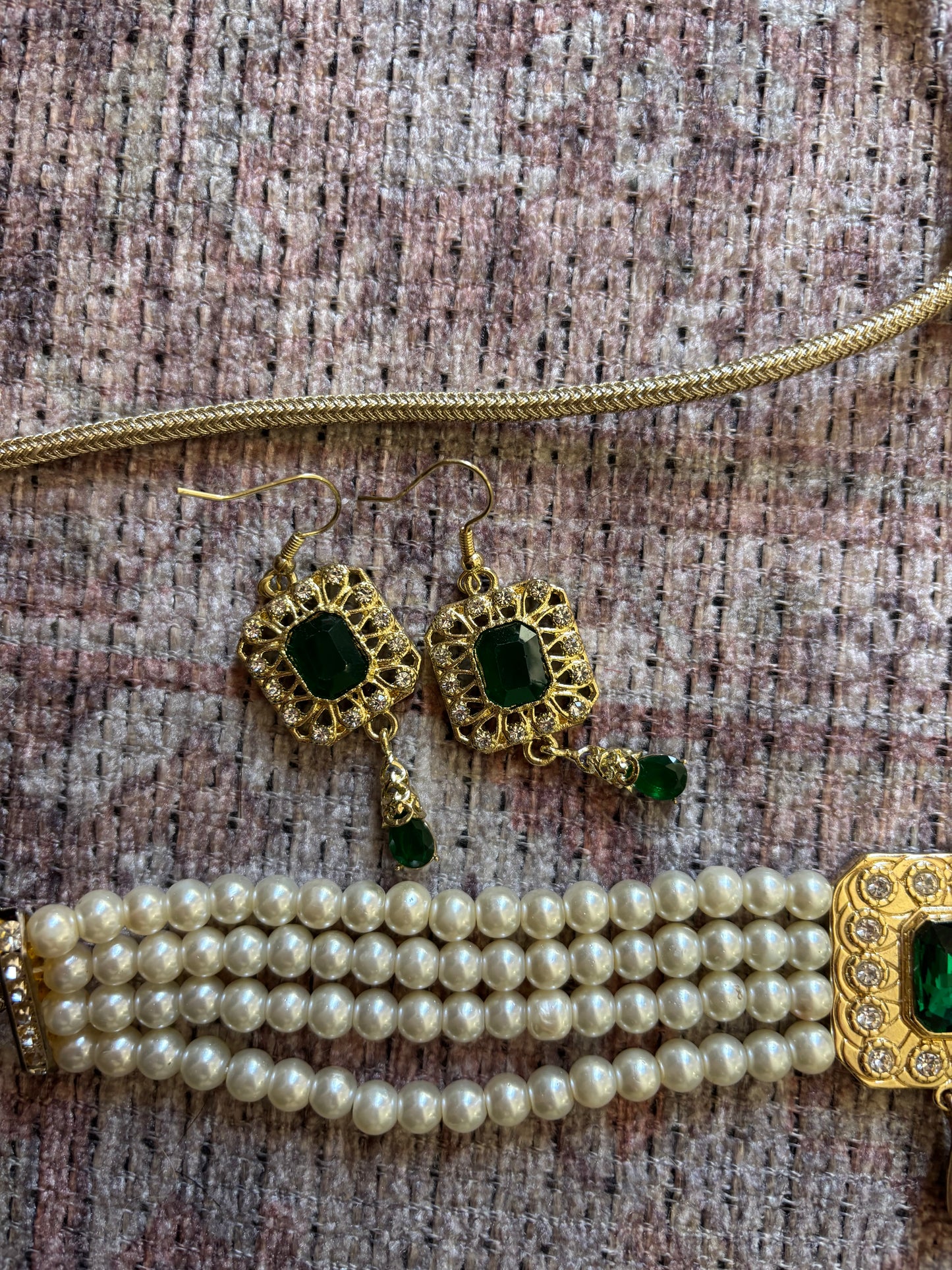 Boucle d'oreilles verte
