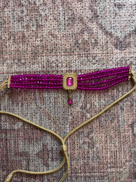 Ras de cou rose Fuchsia